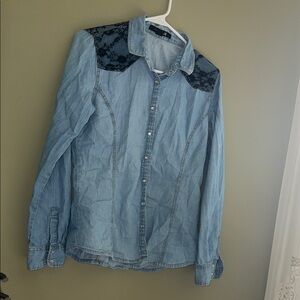 Forever 21 denim lace top
